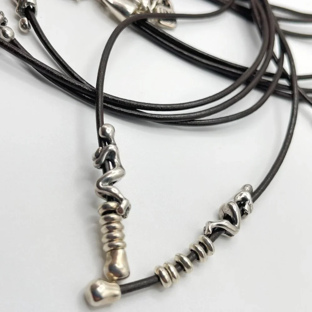 UNO de 50 Leather Silver plated Necklace Skalator Woman Climb BOHO Tassel Dangle - Picture 6 of 16